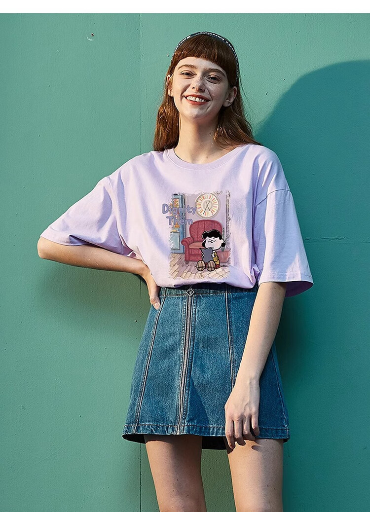 TonLion 2025 Summer Women's Crew Neck Short Sleeve T-Shirt [Snoopy Collaboration Edition] 12