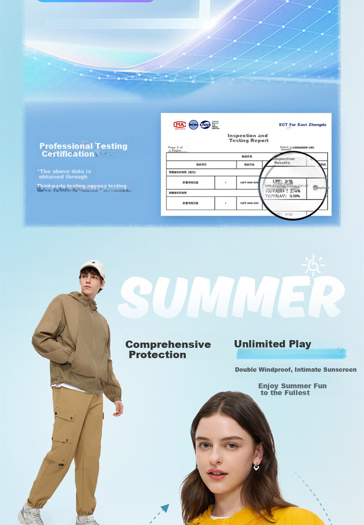 FILAFUSION FILA Trendy Couple's Woven Jacket, Summer Loose Sun Protection Hooded Top 4