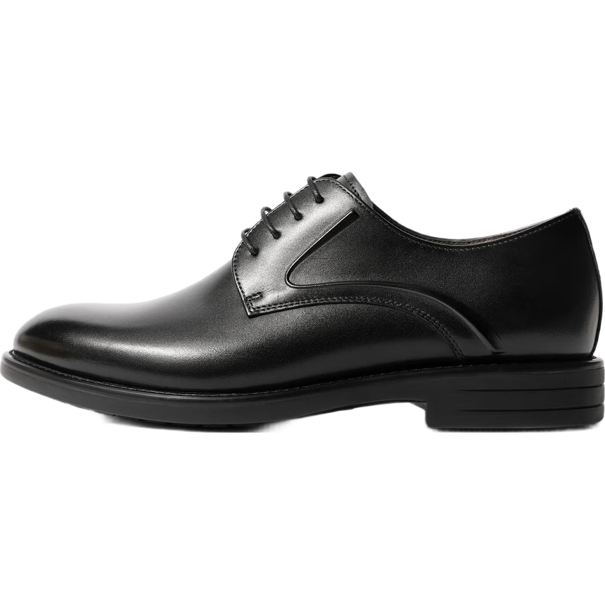 Belle Men's Shoes, Business Formal Leather Shoes, Spring And Summer Men's Cowhide Derby Shoes, Shock-Absorbing Work Shoes, Wedding Shoes A0766, Black, Size 44