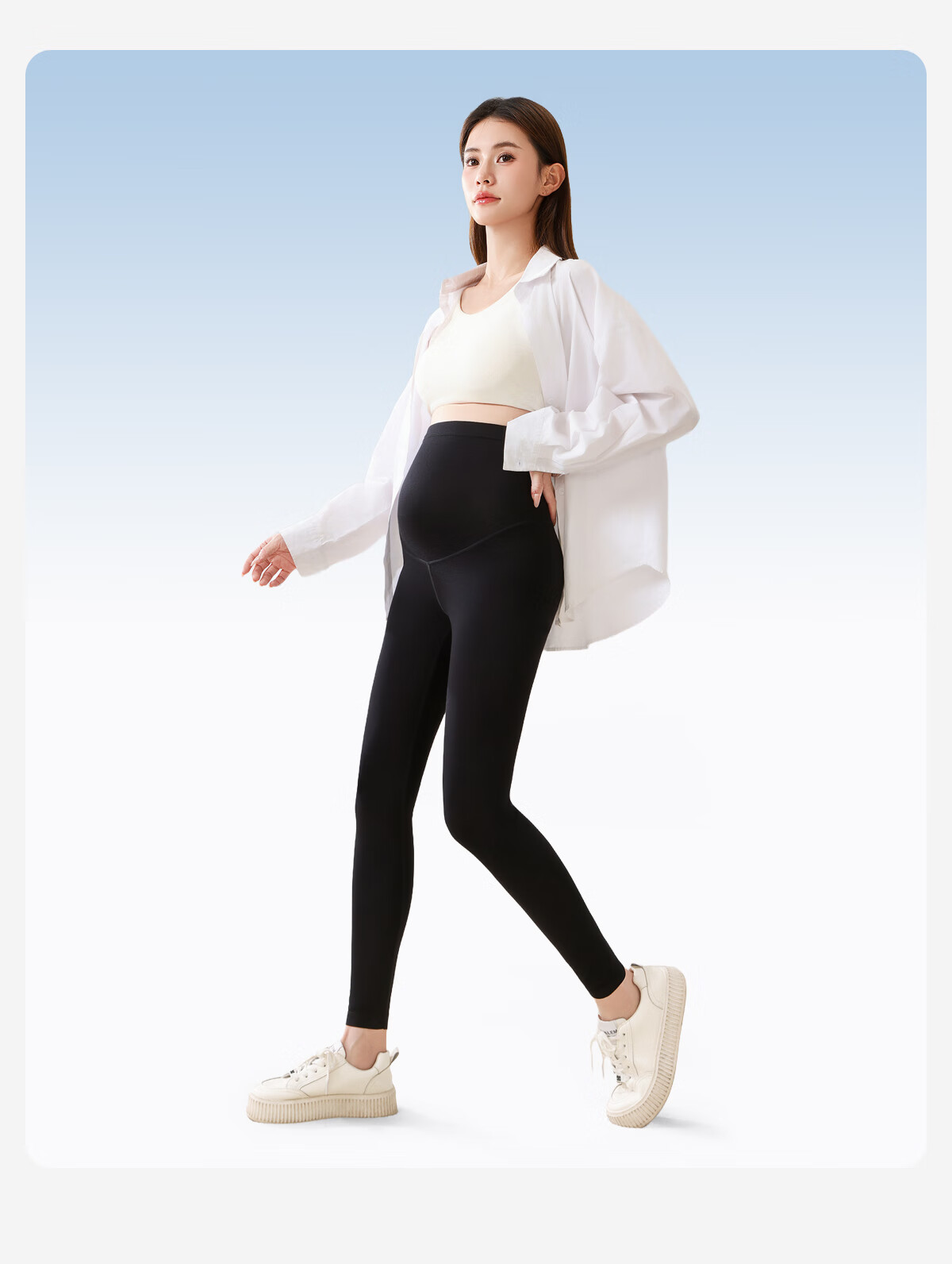 JOYNCLEON Maternity Leggings Spring and Autumn Adjustable Belly Support High Waist Skinny Maternity Pants Black XL Jyk155167 15