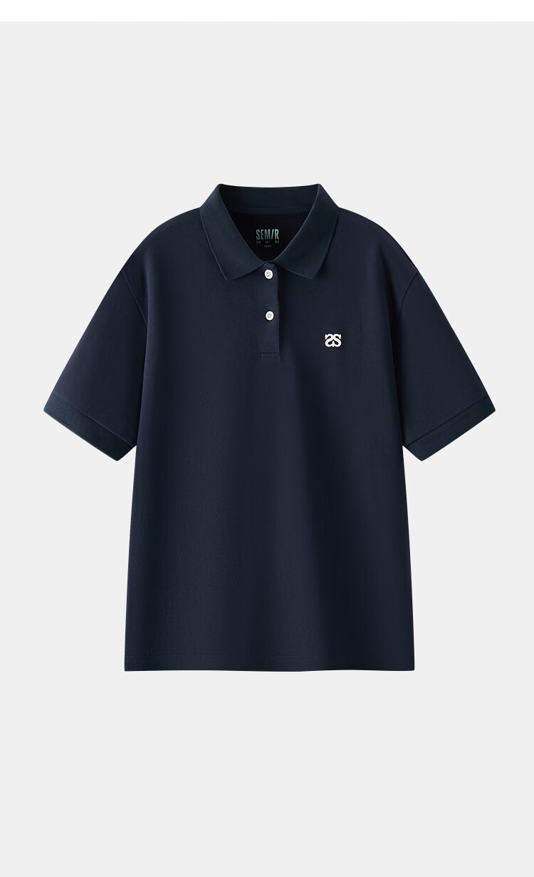 Semir POLO Shirt for Women, Summer, Letter Embroidery, Loose Fit, Drop Shoulder, Textured Casual Trendy Pullover 101325115004 1