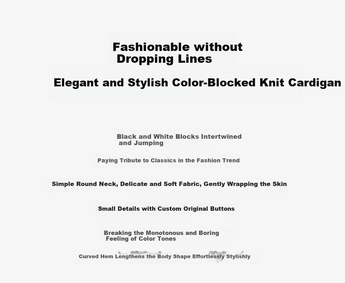 Chushen Spring And Autumn Knitted Cardigan for Women, Versatile Round Neck Fashionable Striped Curved Hem Sweater Jacket Top S143Z1032 2