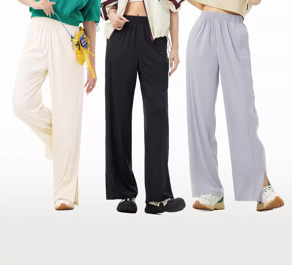 CAMEL Women's Casual Wide-Leg Pants, Spring And Summer Quick-Dry Cool Breathable Loose Sports Original Yarn Ice Silk Sun Protection Pants, L 2