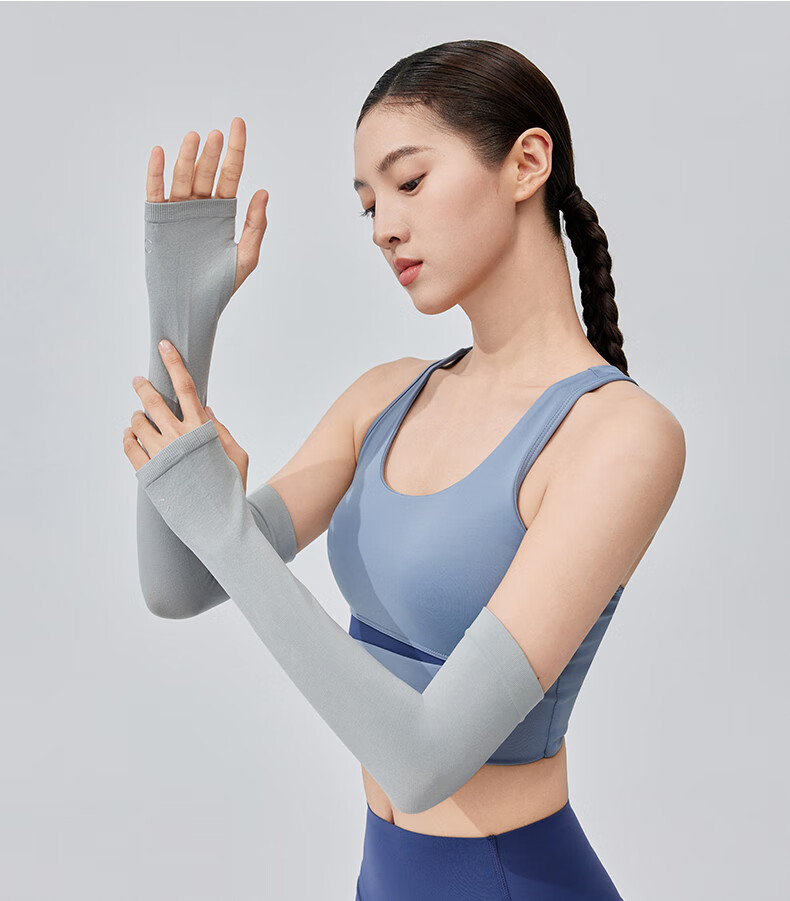 VVC Women's Summer Sunscreen Arm Sleeves Ice Silk UV Protection Lightweight Breathable Sunshade Arm Covers Obsidian Black 15