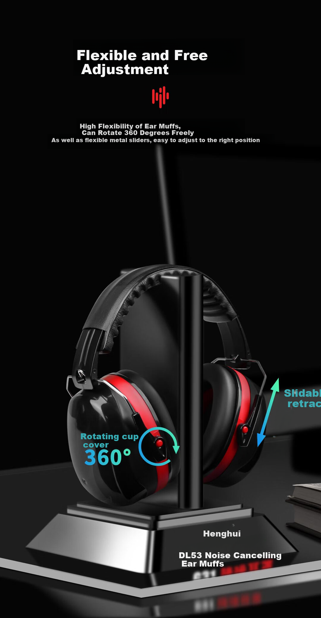 Henghui Noise-Cancelling Earmuffs, Industrial Soundproofing for Men And Women, Suitable for Study Dormitory Snoring, Sleeping, Factory Workshop Shooting, Blue-Black Color 4