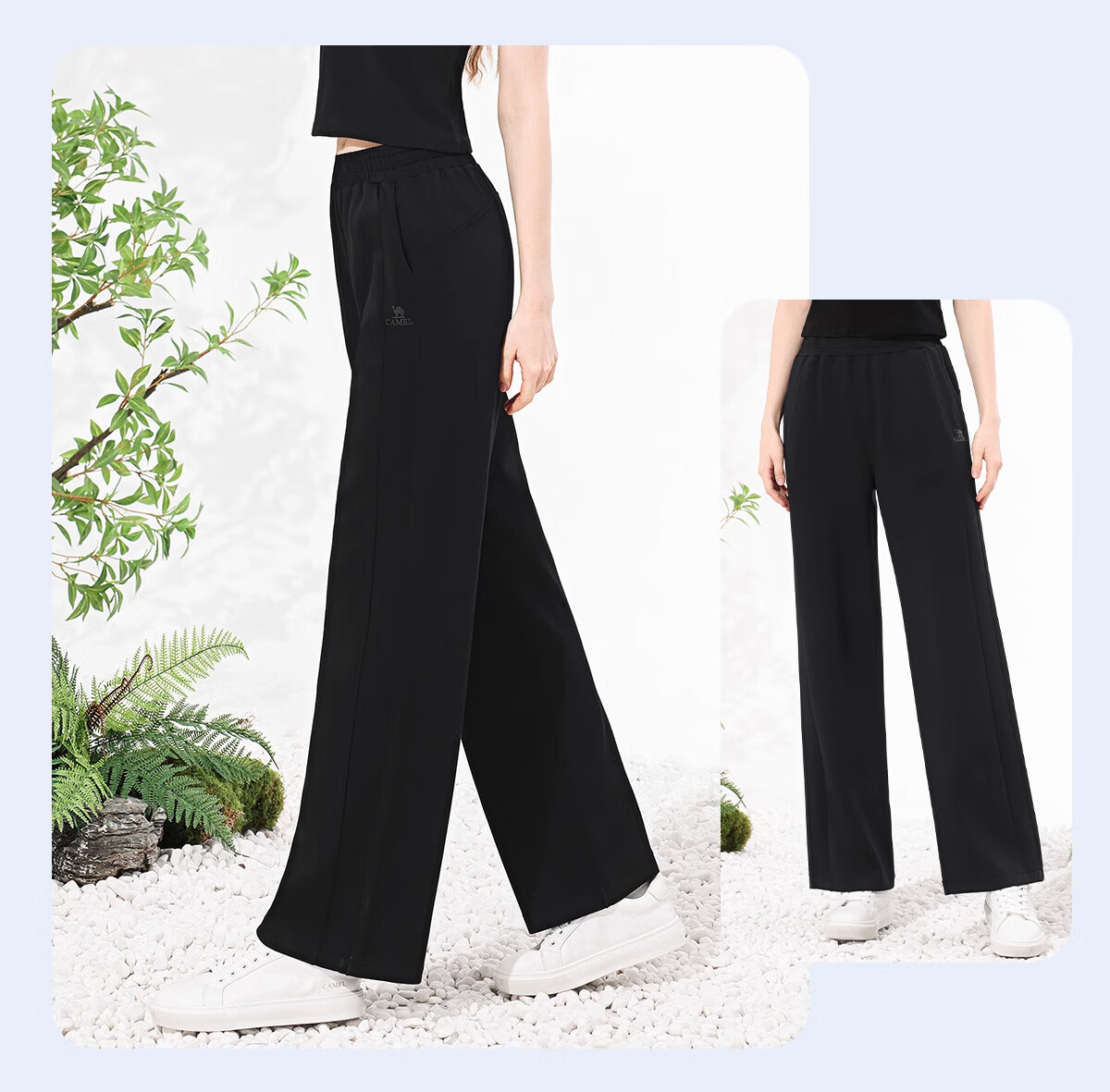 CAMEL Women's Casual Pants for Spring, Yoga Fitness Leggings, Breathable Height-Increasing Loose Straight-Leg Knitted Sweatpants, Size L 17