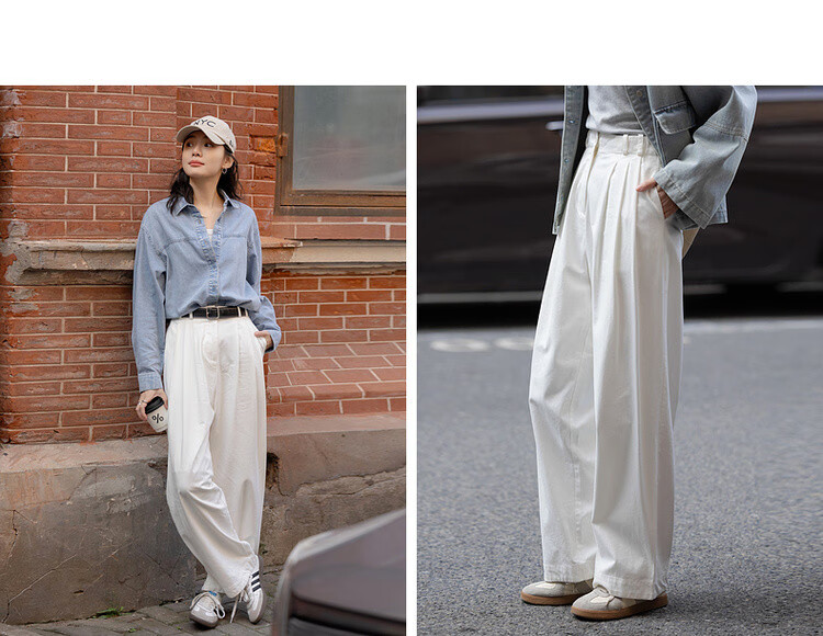 Dme [Relaxed Loose Pants] Spring Japanese-Style Commuter Pleated Cloud-Feel Cotton Trousers, Slimming And Versatile Women's Casual Pants 5