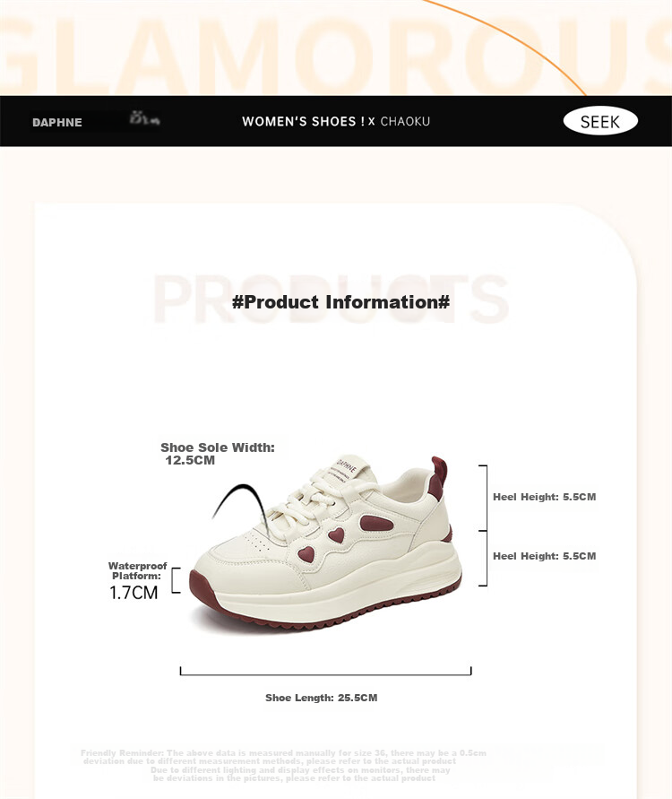 DAPHNE Fashionable Soft-Soled Comfortable Sneakers for Women, Lightweight Versatile Size-Reducing Travel Shoes Casual Shoes Women's Shoes Beige Color Size 38 3