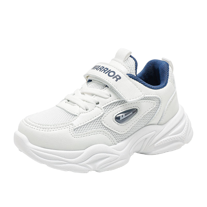 Warrior Boys' Spring and Autumn Mesh Breathable Sports Shoes WZ(CL)-1206 White/Blue Size 35