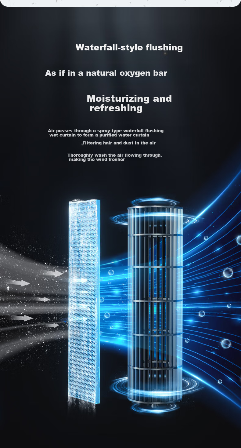 Midea [Cool And Refreshing Fragrance] Humidifying Cooling Home Air Cooler, Purifying Cold Wind Fan, Water-Cooled Bladeless Tower Fan, Floor-Standing Cool Air Machine, Quiet Cooling Fan, Cooling Mini Air Conditioner AAF10MB 10