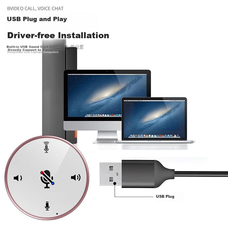 NINTAUS Y02A Video Conference Omnidirectional Microphone USB Computer Laptop Speaker with Microphone for Online Classes, Recording, Bluetooth Microphone, Gaming Desktop Speaker, Platinum Color