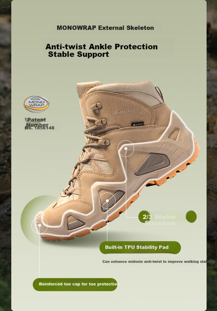LOWA German Tactical Boots, Hiking Shoes MK1, Outdoor Professional Trekking Shoes GTX, Professional Waterproof And Non-Slip, Sand Color, Size 43.5 3