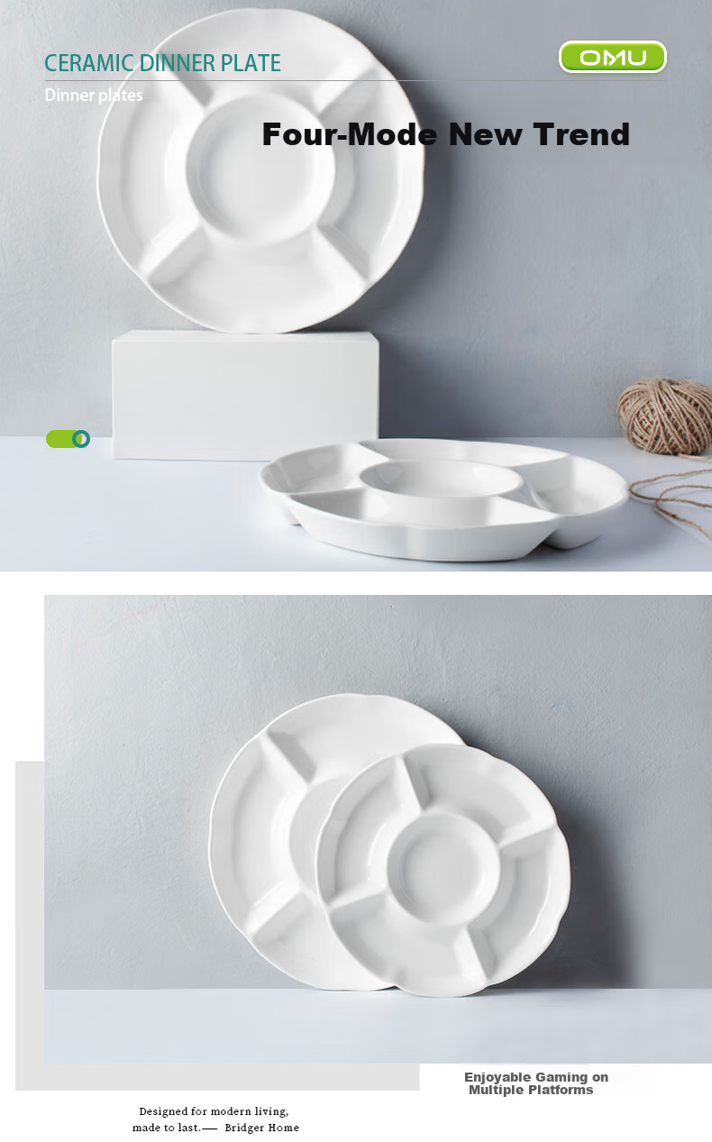 AOmeiyou Ceramic Plates, Divided Dining Plates, Low-Calorie Plates, Postpartum Meal Plates, Student Fast Food Plates, Braised Meat And Vegetable Plates, Dried Fruit And Fruit Salad Plates 2