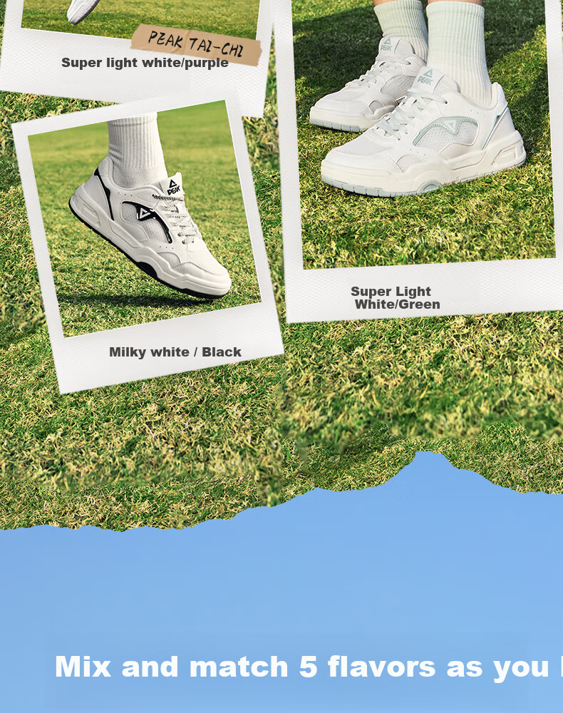 PEAK Taiji White Sneakers for Women, Summer Mesh Breathable Wear-Resistant Versatile Casual Shoes, Thick-Soled Height-Increasing Sports Shoes DB520118 2