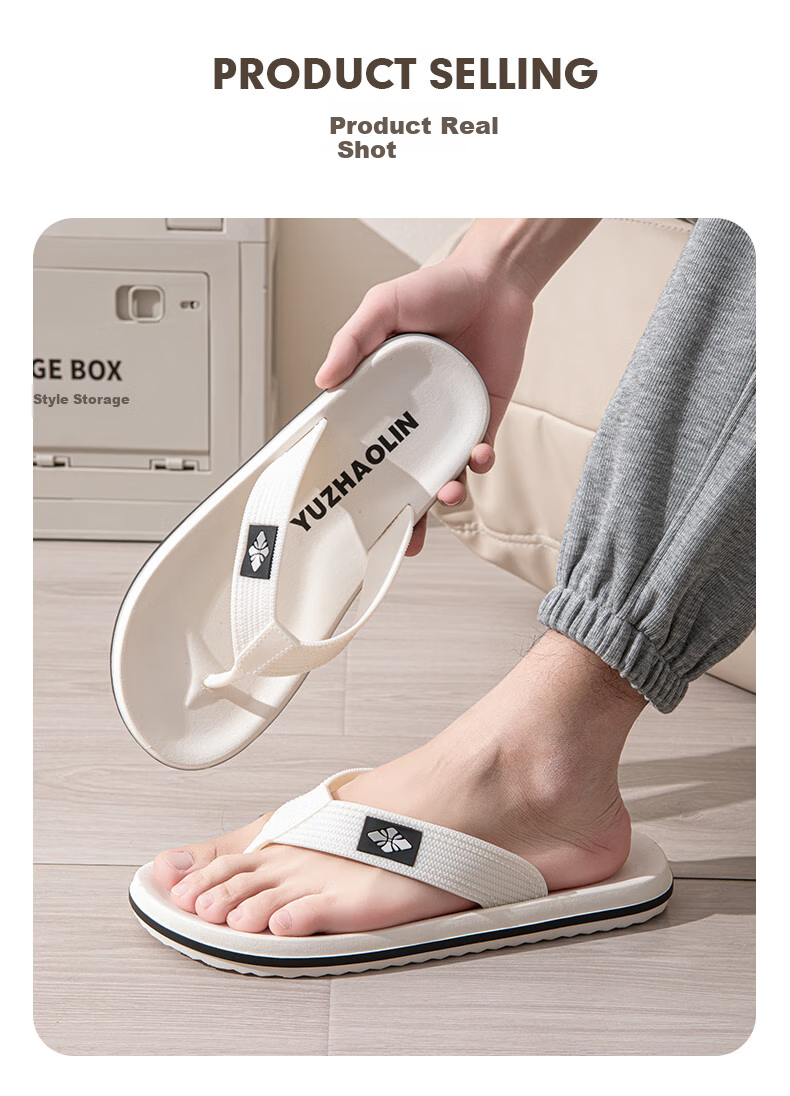 YUZHAOLIN Flip Flops for Men And Women, Beach Sandals, Outdoor Slippers, Thong Sandals, YE408 White, Size 42/43 7