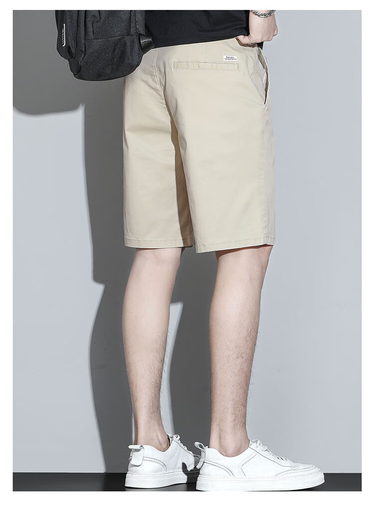 ROMON Men's Summer Shorts Men's Business Casual Pants Thin Solid Color Versatile Men's Pants 4