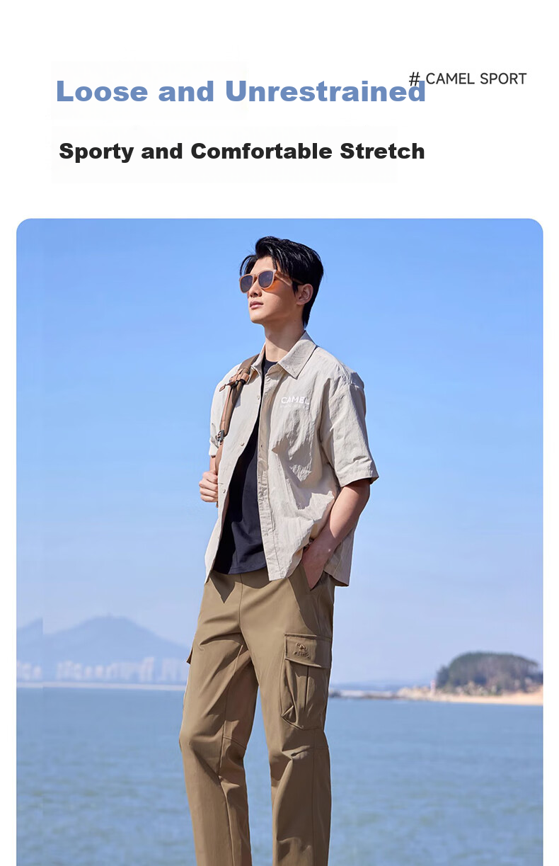 CAMEL Casual Cargo Pants, New Women's Trousers, Outdoor Hiking Woven Long Pants, Loose Straight-Leg Sports Pants 6
