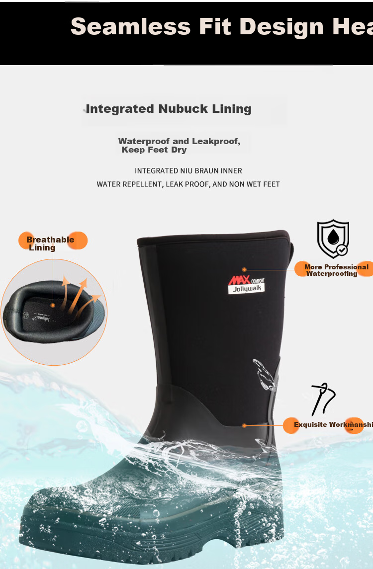 Jolly Walk Non-Slip Wear-Resistant Fishing Shoes Waterproof Rain Boots JW8101, Black Low-Cut Size 41 5