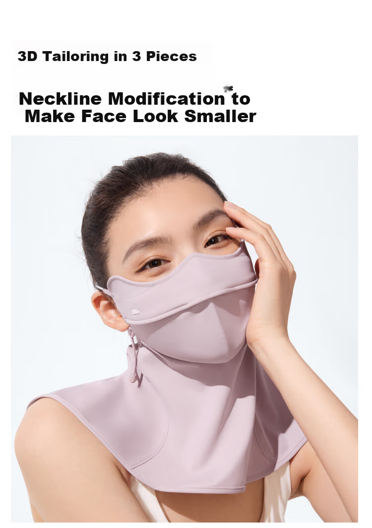 Beneunder Full Face Sun Protection Mask for Women, Neck Guard UV Protection Face Mask in Gray Lotus Pink AL342 7
