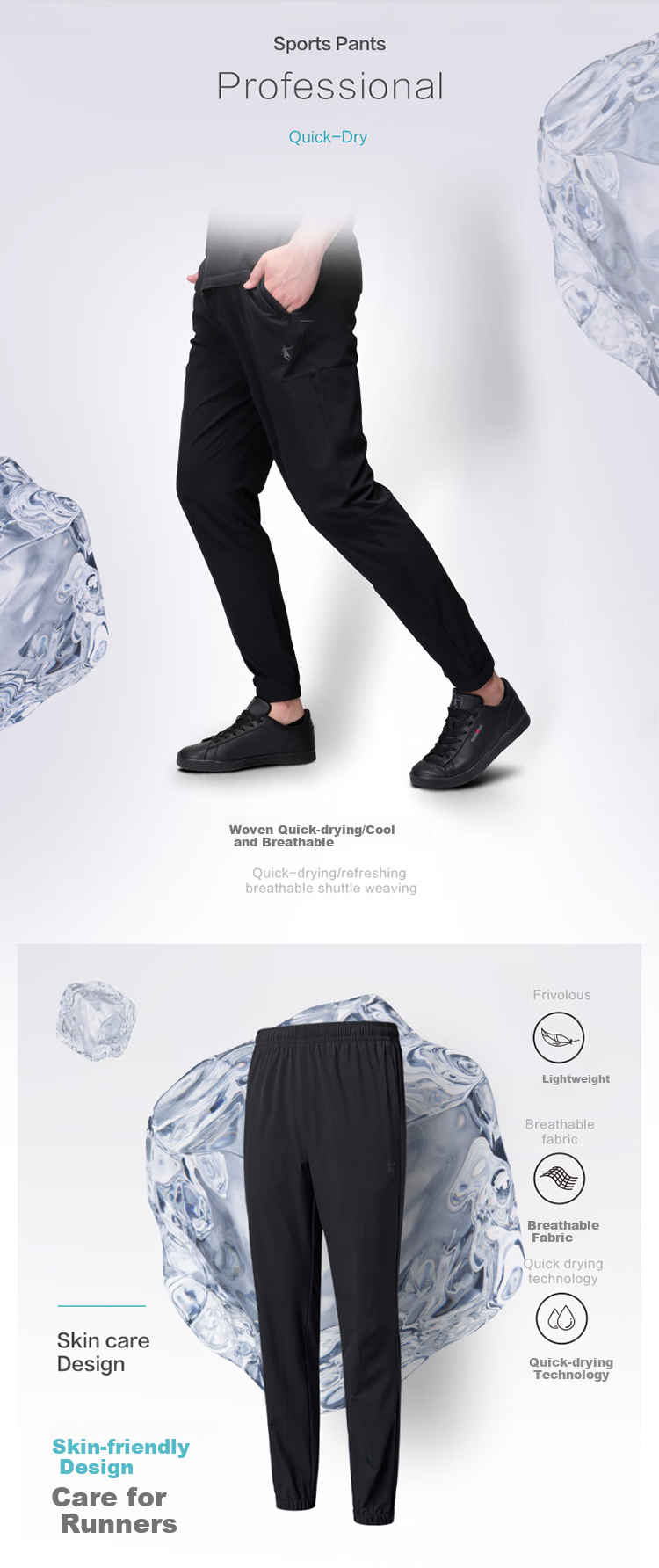 Jordan Men's Lightweight Moisture-Wicking Quick-Dry Summer Straight-Leg Sports Pants with Zipper Ice Silk Casual Trousers 2