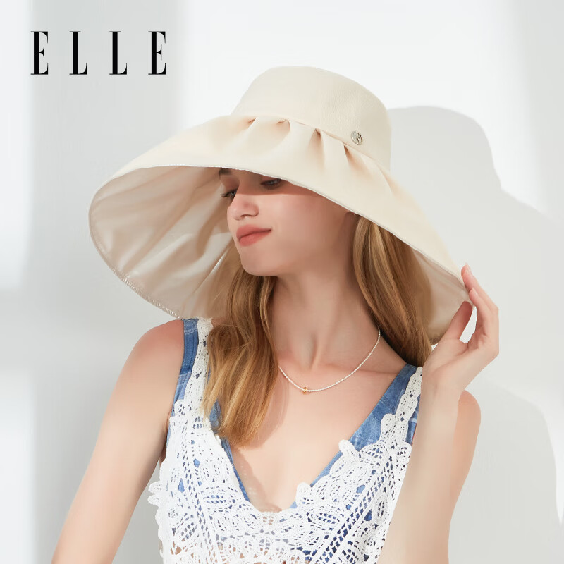 ELLE Sun Hat for Women, Elegant Wide Brim Hat, UV Protection, Face-Slimming Effect, Gift for Girlfriend
