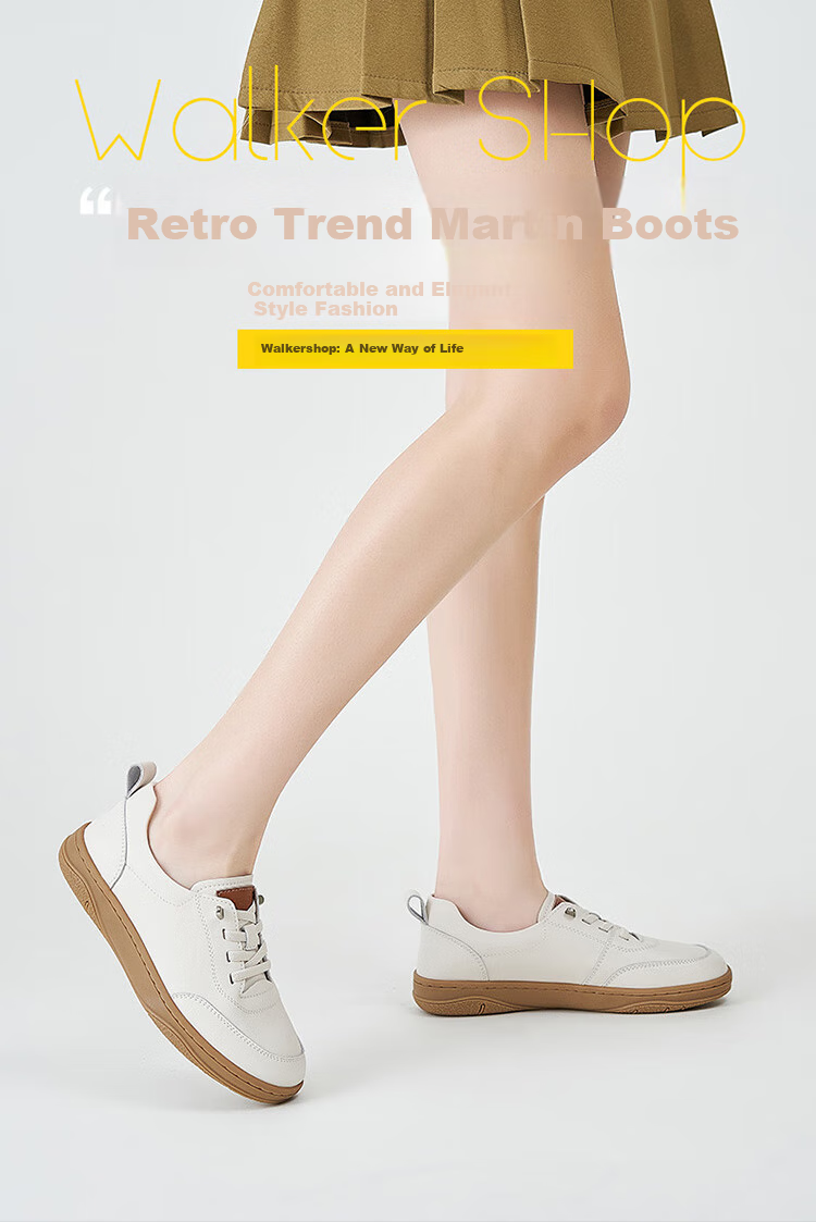 Walker Shop Aokasuo Retro White Sneakers for Women, Spring And Summer Fashionable Training Shoes, Women's Sports Casual Skateboard Shoes V141001 1