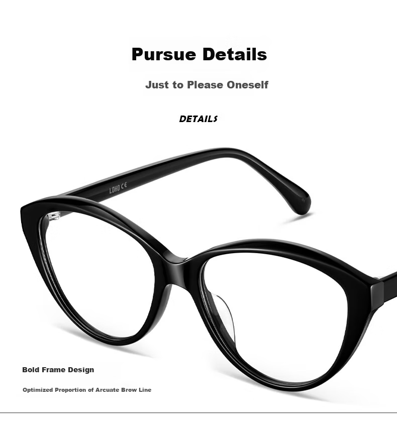 LOHO [Professional Eyeglass Fitting] Black Frame Glasses for Women, Myopia, Astigmatism, Prescription Lenses, Zeiss Lenses, Cat-Eye Anti-Blue Light Frames 6