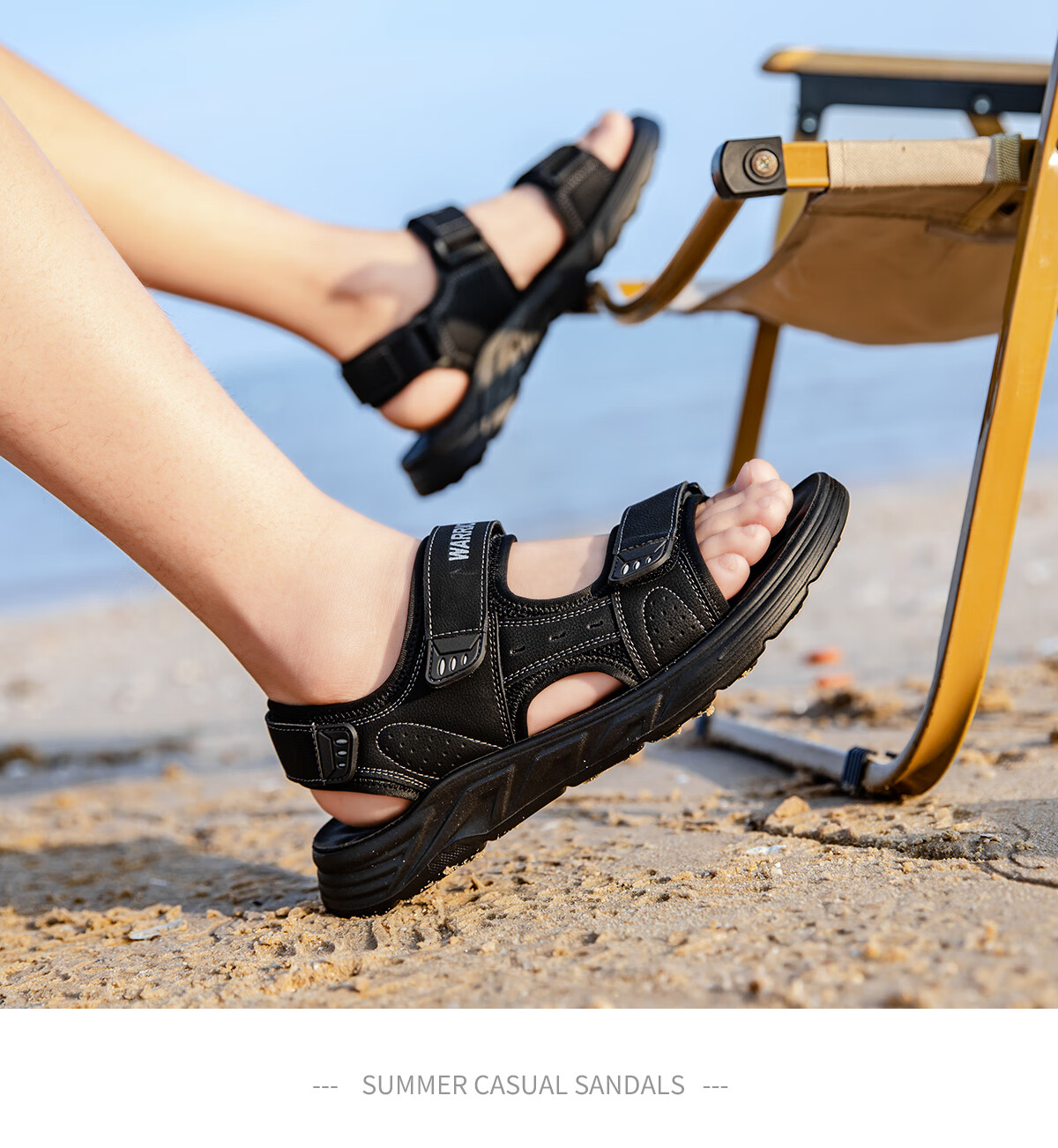Huili Men's Sandals, Summer Outdoor Breathable Comfortable Beach Shoes, Non-Slip Wear-Resistant Versatile Casual Shoes for Men, Black, Size 42 16