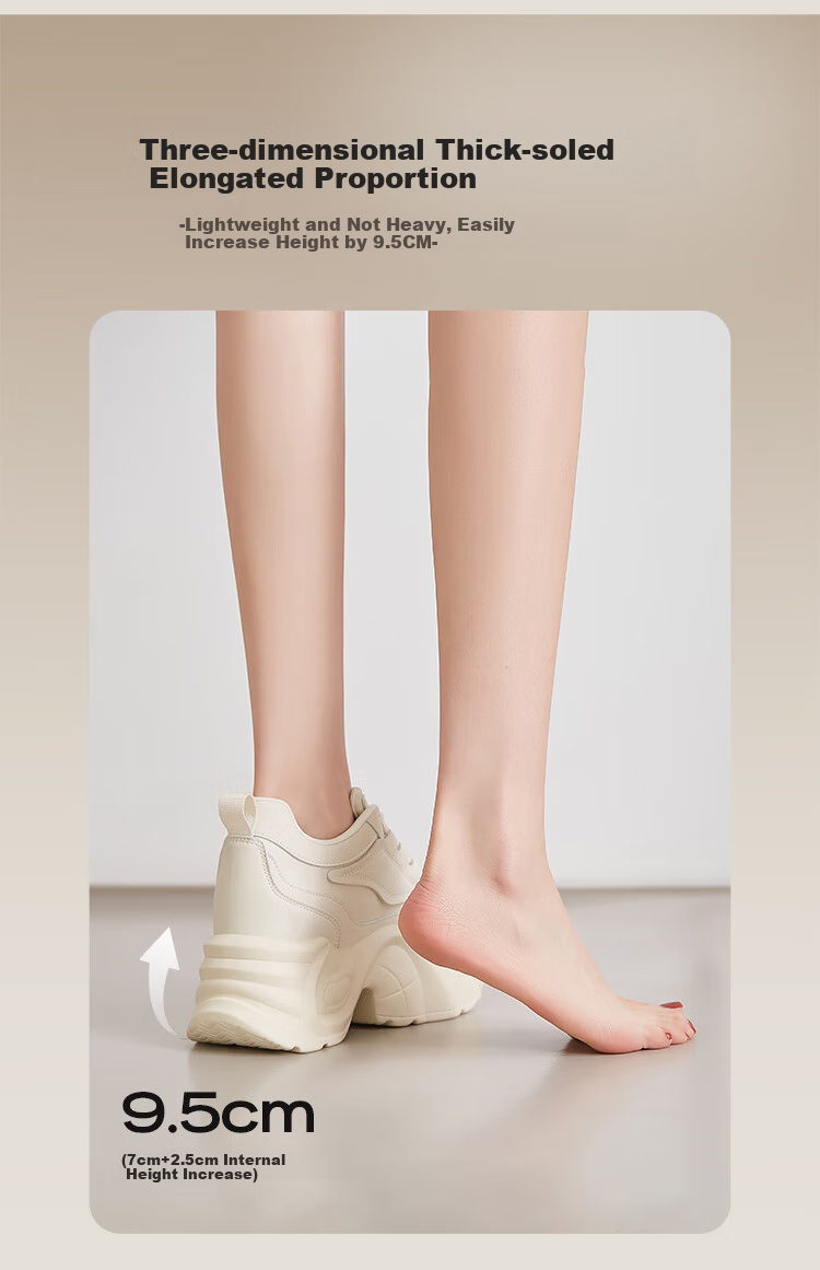 ZHR Women's Casual Shoes, Thick-Soled Height-Increasing Women's Shoes, Lightweight Versatile Commuter White Sneakers for Women, KS52, Beige, Size 37 4