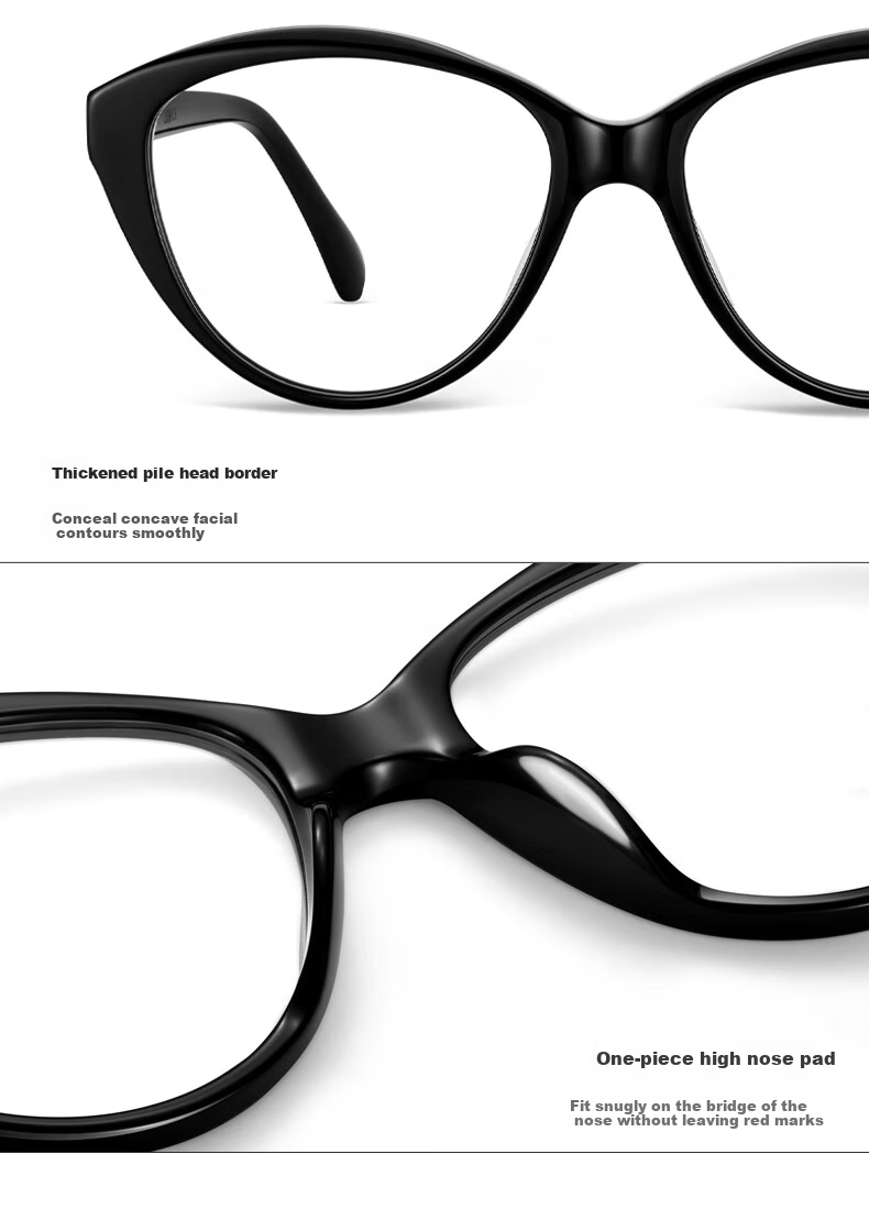 LOHO [Professional Eyeglass Fitting] Black Frame Glasses for Women, Myopia, Astigmatism, Prescription Lenses, Zeiss Lenses, Cat-Eye Anti-Blue Light Frames 7
