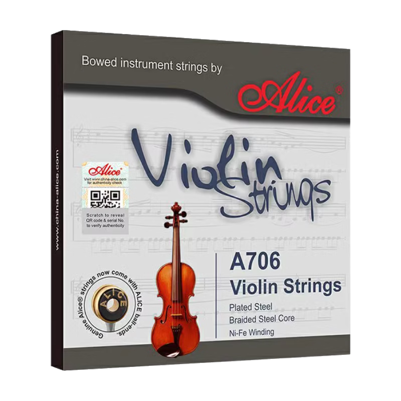 ALICE A706 Violin Strings, One Set for Beginners' Exams, Suitable for Violins 4/4, 3/4, 1/2, 1/8, Universal for Violins