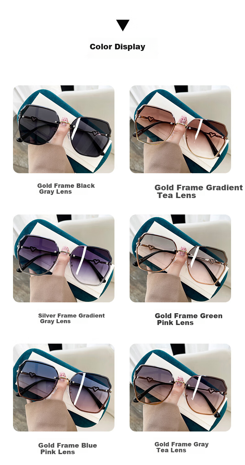 Angelamiao Fashion Women's Sunglasses, Frameless Cut-Out Sunglasses, UV Protection, Bare-Faced Slimming Effect, Silver Frame with Gradient Lenses 7