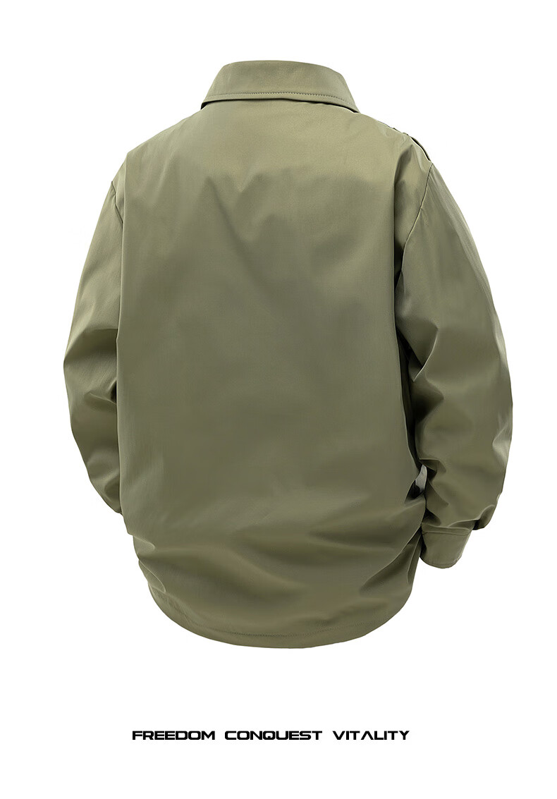 Number One Youth Men's Jacket Spring Autumn New American Style Plus Size Workwear Long Sleeve Shirt Coat Black 3XL 7