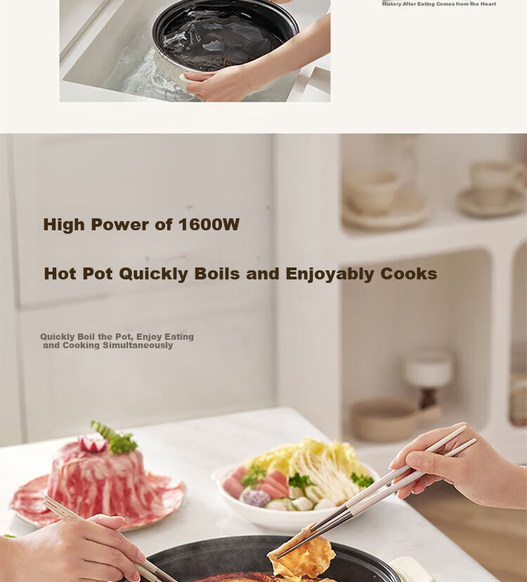 Joyoung Household 5L Large Capacity Electric Hot Pot, Detachable And Washable, Specialized Hot Pot, Electric Cooking Pot, Electric Wok, Multifunctional Non-Stick Pot HG50-G525 10