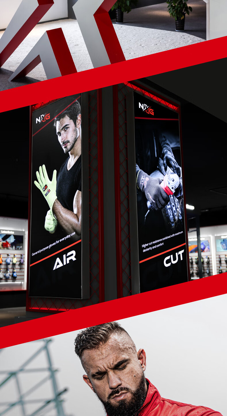NXG Level 5 Cut-Resistant Gloves, Latex Anti-Slip Wear-Resistant Thickened Work Gloves, Anti-Cutting Construction Site Labor Protection Glass Handling Protective Gloves X03-M Size 6
