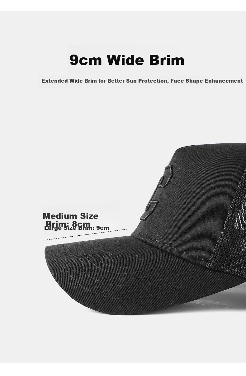 CACUSS Baseball Cap for Men, Summer Mesh Large Head Circumference Embroidered Visor Hat Sun Protection High Top Cap, Gray Large Size 2