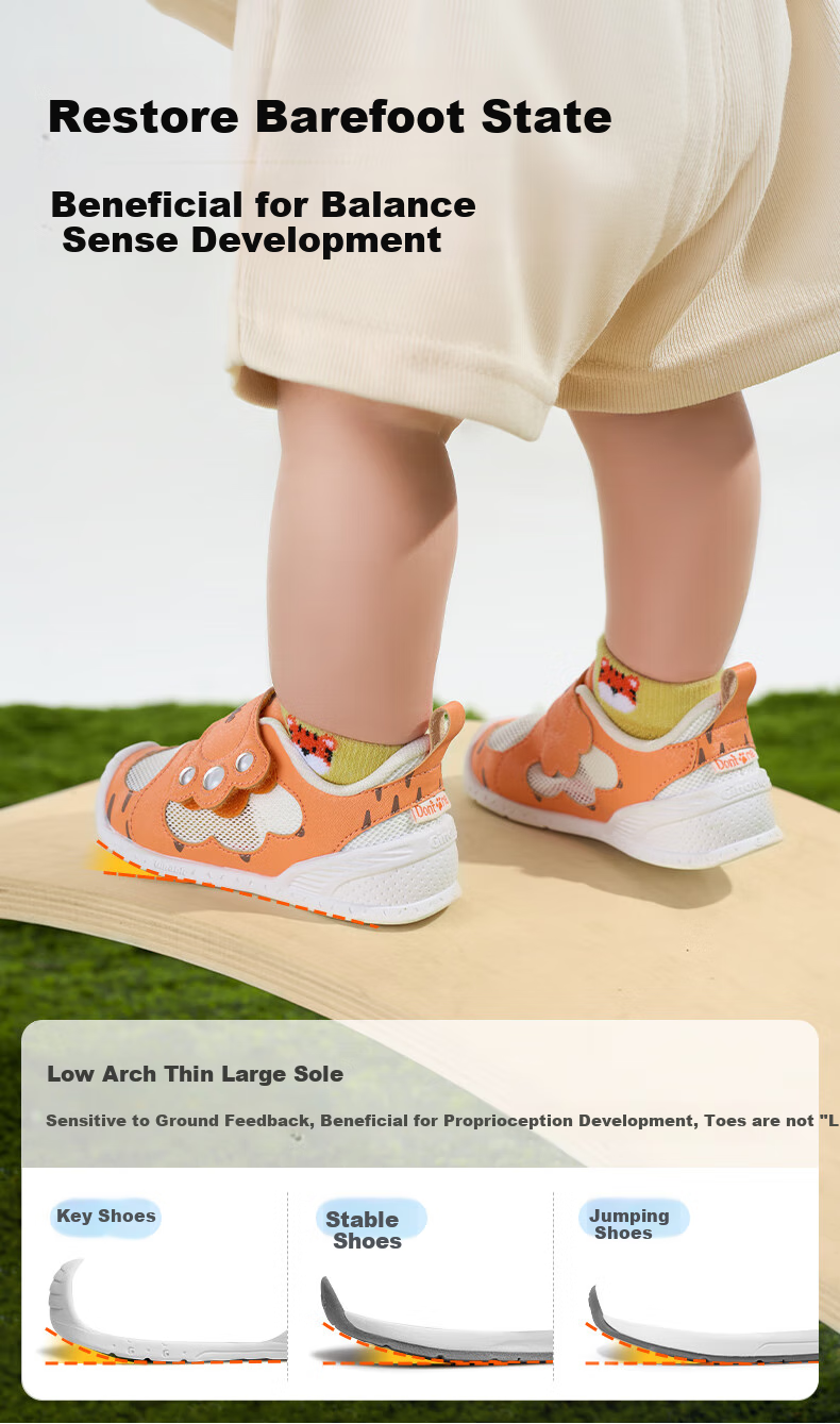 Ginoble Toddler Shoes, Baby Summer Mesh Shoes, for 8-18 Months, Boys And Girls Functional Shoes, GB2438 Orange-Red/white 6