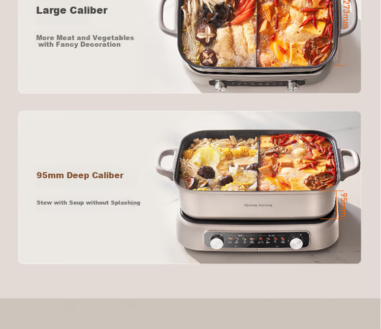 Joyoung Household 8L Large Capacity Electric Cooking Pot, Multifunctional Dual-Sided Electric Hot Pot, Electric Heating Pot HG80-G811 16