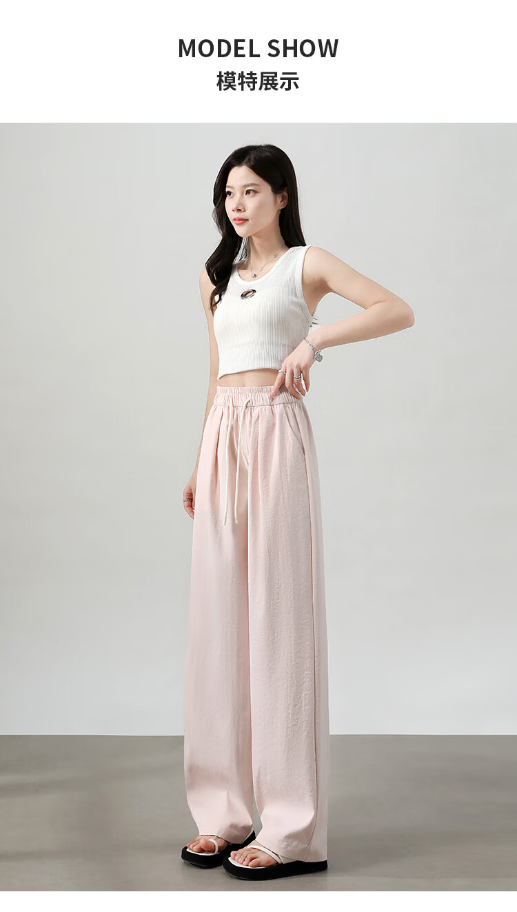 BOPRUIEY Women's Casual Pants, Summer Lightweight 2026 Latest Style, High-Waisted Draping Loose Quick-Dry Wide-Leg Pants, Lazy Ice Silk Trousers 3