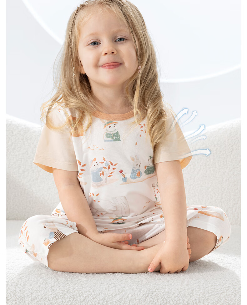 Beitaisi Children's One-Piece Pajamas, Summer Thin Style, 2026 New Pure Cotton Design, Short-Sleeve Bodysuit for Boys And Girls, Home Wear 11