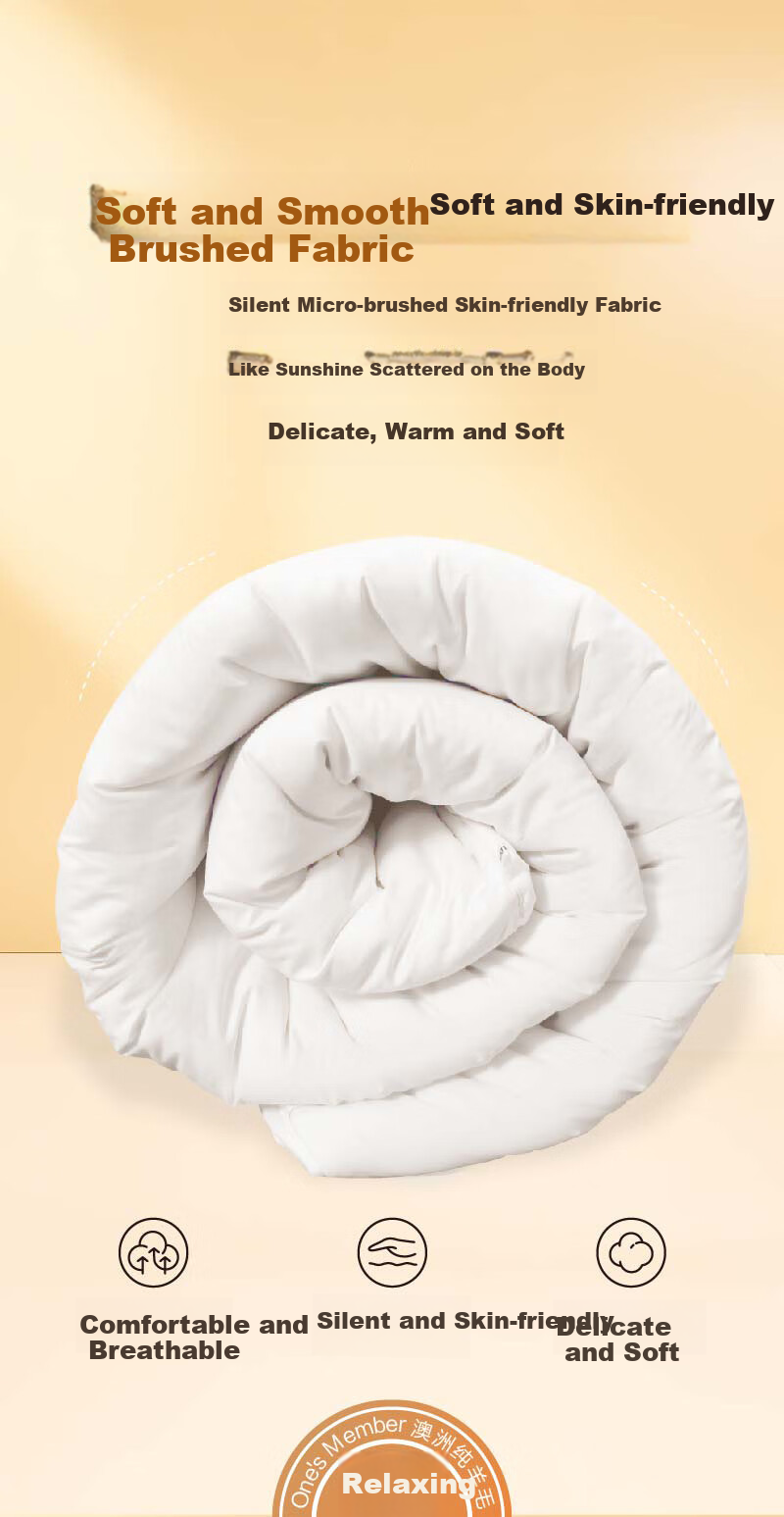 One's Member, 100% Australian Imported Pure Wool Comforter, Class A Cashmere, Antibacterial Spring Autumn All-Season Duvet Insert, 200*230cm 6