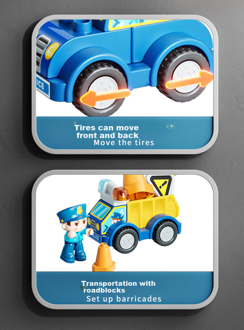FEELO Compatible with LEGO Large Particle Building Blocks, Toy for Boys And Girls, Birthday Gift, Police Station Y42005 9