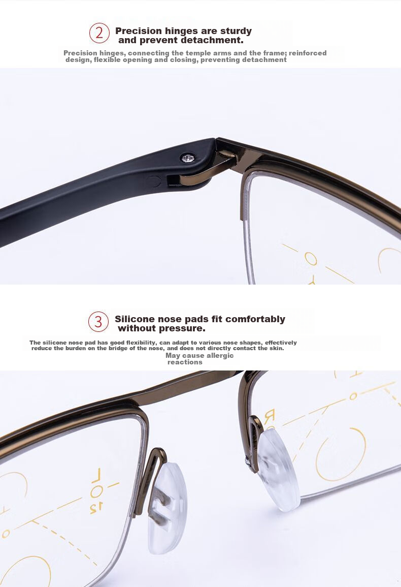 LESCA LUNETIER German Technology Automatic Zoom Reading Glasses for Men And Women, Smart Bifocal Imported Anti-Blue Light Semi-Rimless Presbyopic Glasses 9