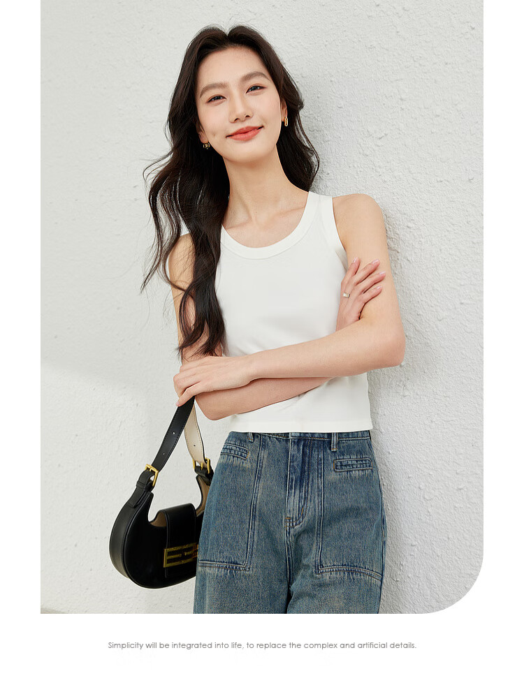 Fansiman White Tank Top Women's Inner Wear 2026 Summer Outerwear Slim Knit Top Apricot L 5