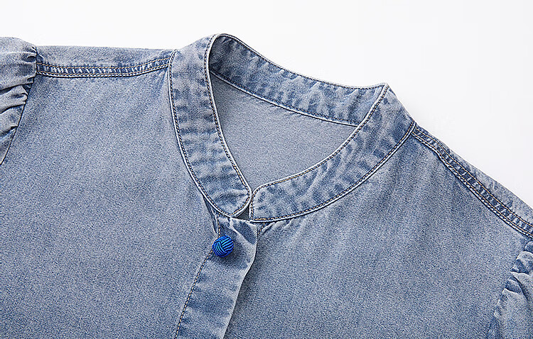 Dme [100% Lyocell Fiber] Spring Light Luxury Chinese Style Embroidered Shirt, Stand-Up Collar, Colorful Button Blouse, Women's Top 8
