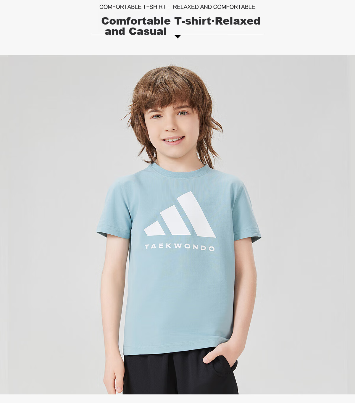 Adidas 2025 New Children's Short-Sleeve T-Shirt, Summer Outdoor Sports Casual Versatile Top, White + Gold, Size 116 4