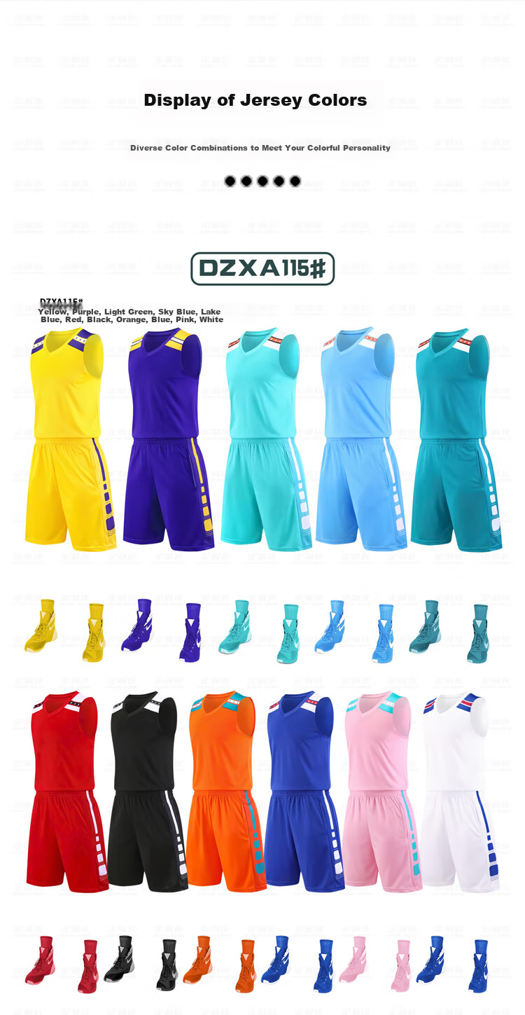 Dingzhixia Basketball Customized Sportswear Set, Training Jersey with Printed Text, DZXA115 White, Size 2XL 4