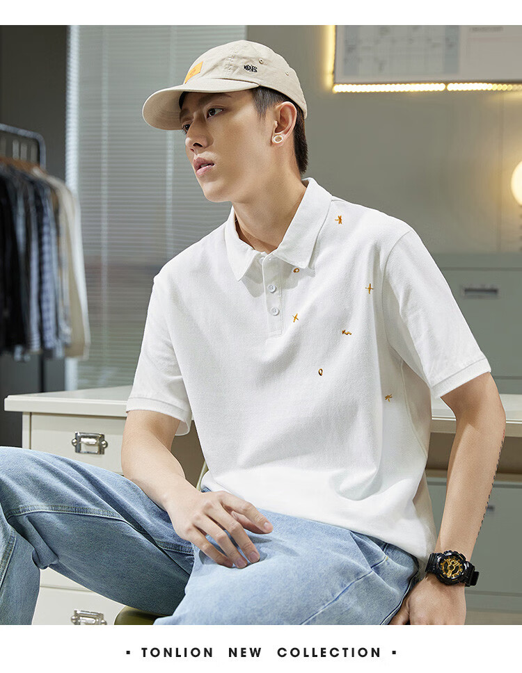 TonLion 2026 Summer New Men's Left Chest Detail Short Sleeve Polo Loose Casual Shirt Trendy 6