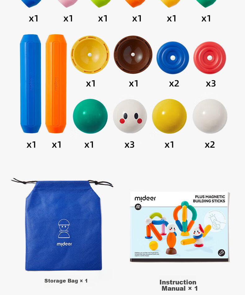 MiDeer Children's Toy Magnetic Rod, Magnetic Building Blocks, Magnetic Toys for Growth PLUS, Magnetic Rod Children's Gift 23