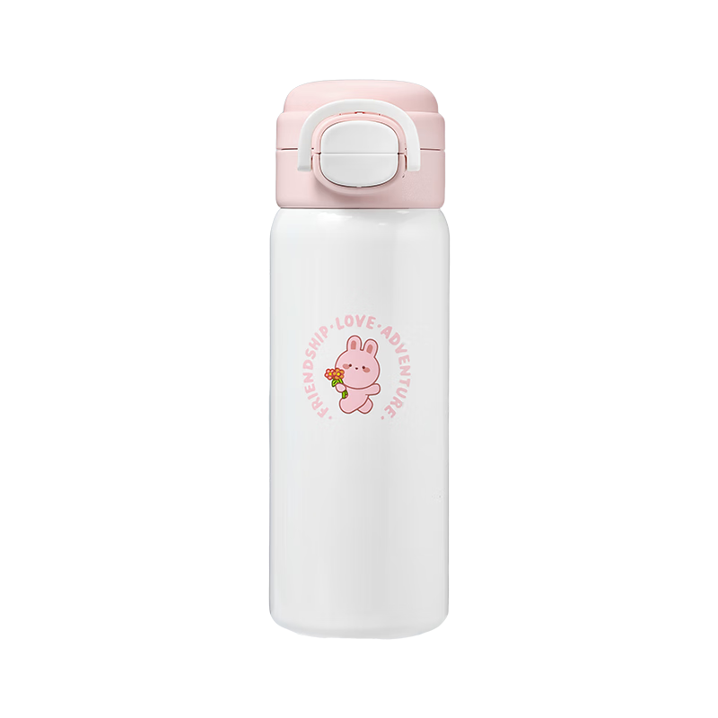 JD Original Insulated Cup, Children's Thermos Cup, Student Water Bottle, 316L Stainless Steel, One Lid Dual-Use, 550ml, Warm Peach Pink